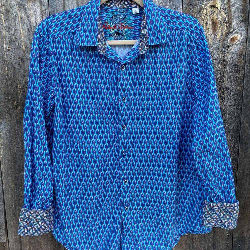 Robert Graham blue patterned shirt
